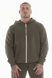 Felpa Over Ikonic Con Cappuccio Stripe Uomo Verde Militare - FGM04 - Linea Ikonic Uomo - fgm04