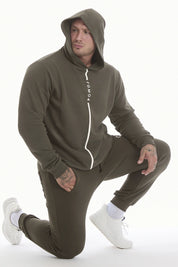 Felpa Over Ikonic Con Cappuccio Stripe Uomo Verde Militare - FGM04 - Linea Ikonic Uomo - fgm04