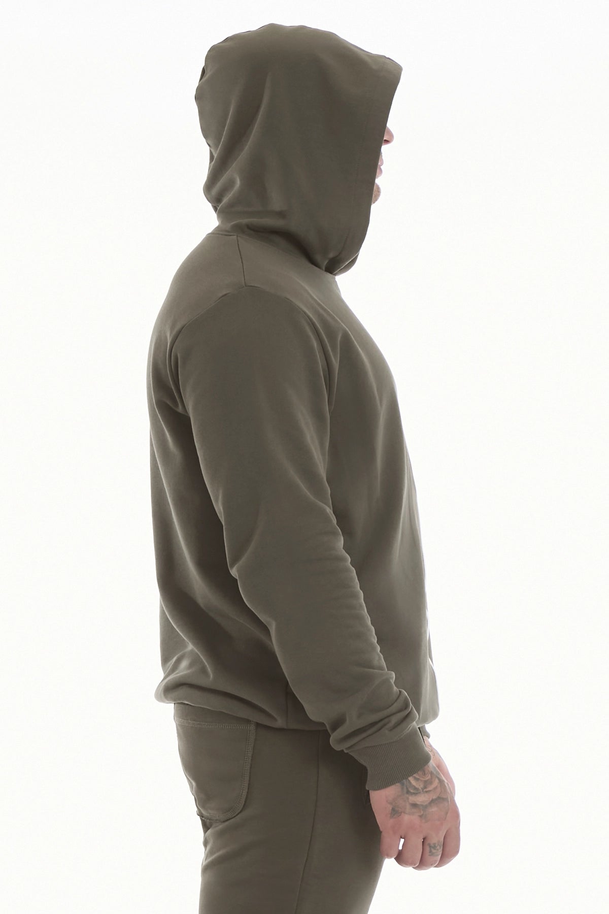 Felpa Over Ikonic Con Cappuccio Stripe Uomo Verde Militare - FGM04 - Linea Ikonic Uomo - fgm04