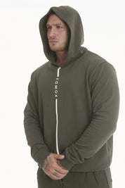 Felpa Over Ikonic Con Cappuccio Stripe Uomo Verde Militare - FGM04 - Linea Ikonic Uomo - fgm04