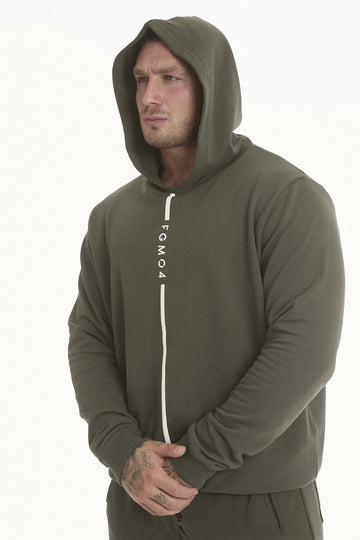 Felpa Over Ikonic Con Cappuccio Stripe Uomo Verde Militare - FGM04 - Linea Ikonic Uomo - fgm04