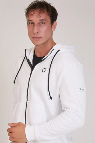 tuta sportiva in cotone full con tasche frontali Felpa Ikonic FGM04 Zip con Cappuccio Colore Bianco Uomo - FGM04 - Linea Ikonic Uomo - fgm04