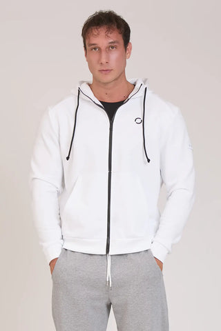 tuta sportiva in cotone full con tasche frontali Felpa Ikonic FGM04 Zip con Cappuccio Colore Bianco Uomo - FGM04 - Linea Ikonic Uomo - fgm04