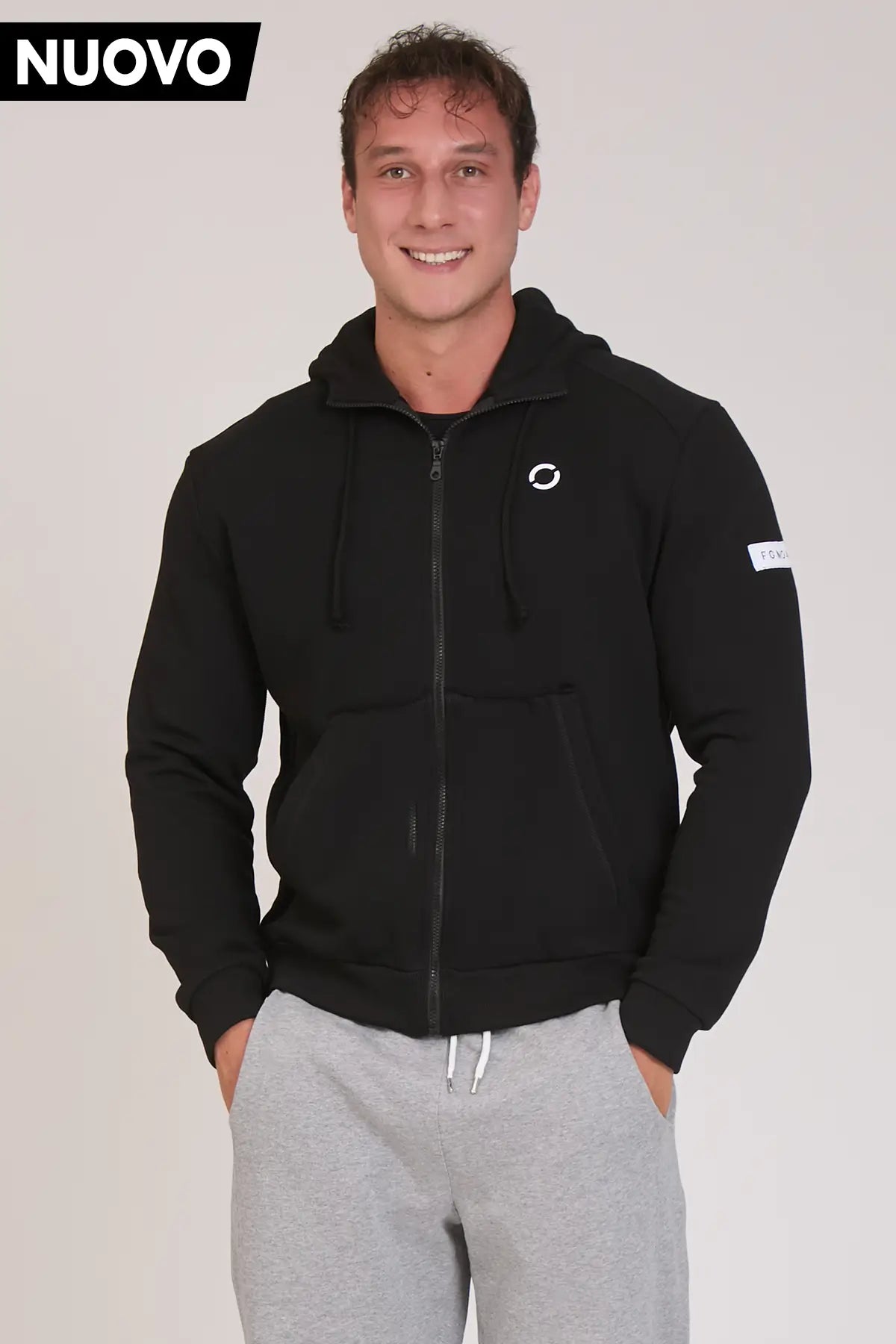 Felpa Ikonic FGM04 Zip con Cappuccio Colore Nero Uomo - FGM04 - Linea Ikonic Uomo - fgm04