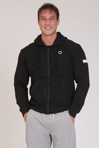 tuta sportiva in cotone full con tasche frontali Felpa Ikonic FGM04 Zip con Cappuccio Colore Nero Uomo - FGM04 - Linea Ikonic Uomo - fgm04