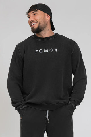 tuta sportiva in cotone oversize  stone washed Felpa Over Uomo Grigio Ardesia - FGM04 - Linea Ikonic Uomo - fgm04