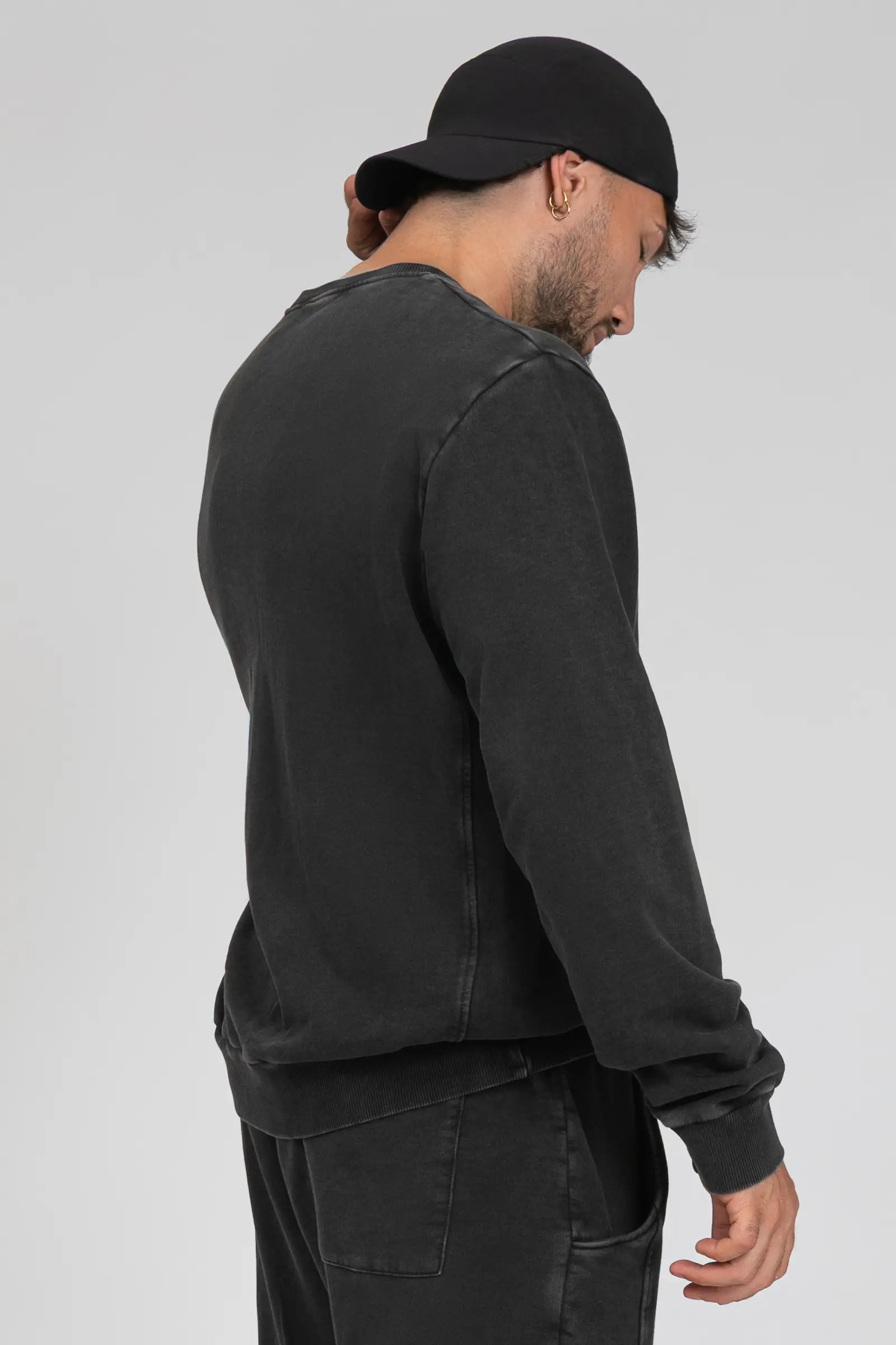 tuta sportiva in cotone oversize  stone washed Felpa Over Uomo Grigio Ardesia - FGM04 - Linea Ikonic Uomo - fgm04