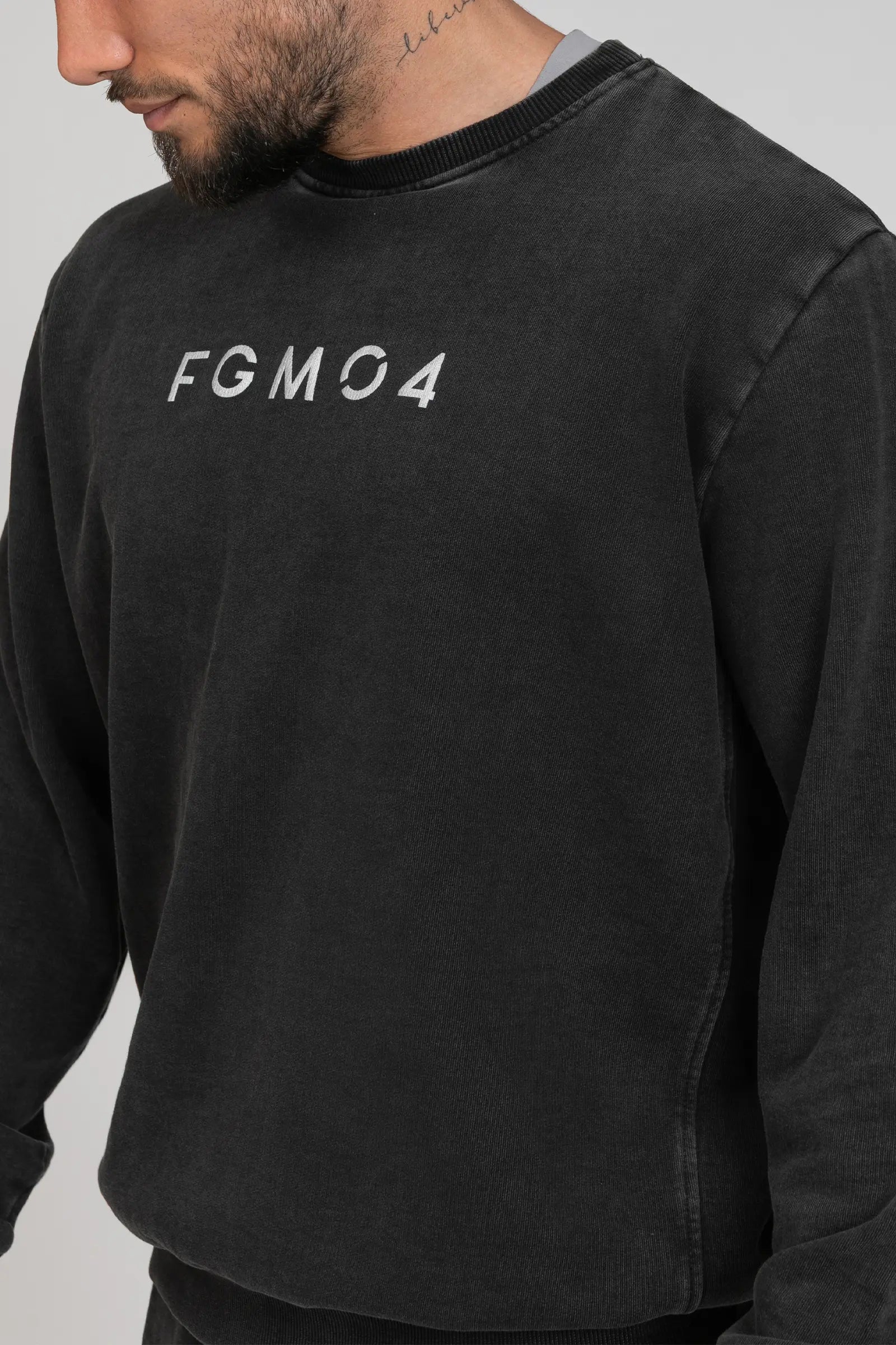 tuta sportiva in cotone oversize  stone washed Felpa Over Uomo Grigio Ardesia - FGM04 - Linea Ikonic Uomo - fgm04