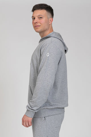 tuta sportiva in cotone oversize Felpa Over Con Cappuccio FW 24/25 Grigio Chiaro Melange Uomo - FGM04 - Linea Ikonic Uomo - fgm04