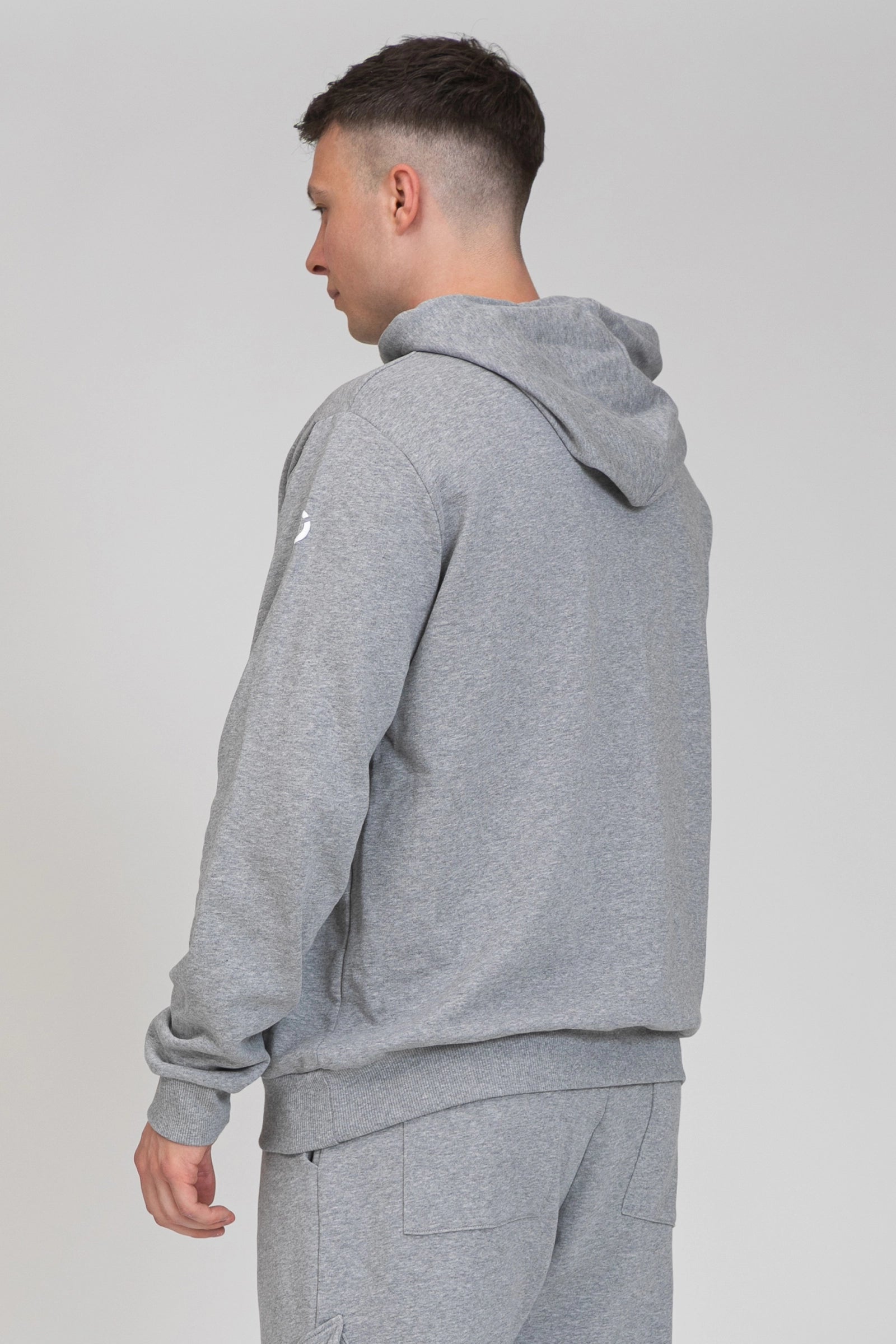 tuta sportiva in cotone oversize Felpa Over Con Cappuccio FW 24/25 Grigio Chiaro Melange Uomo - FGM04 - Linea Ikonic Uomo - fgm04