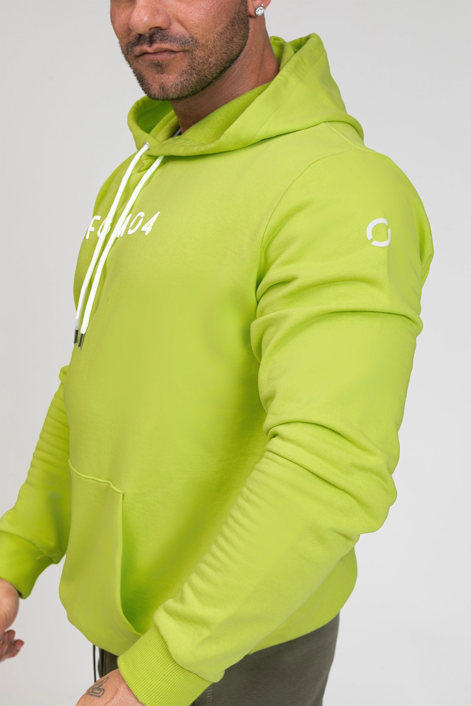 tuta sportiva in cotone oversize Felpa Over Con Cappuccio FW 24/25 Lime Uomo - FGM04 - Linea Ikonic Uomo - fgm04
