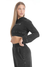 Felpa Crop Cappuccio Donna Grigio Ardesia - FGM04 - Linea Ikonic - fgm04