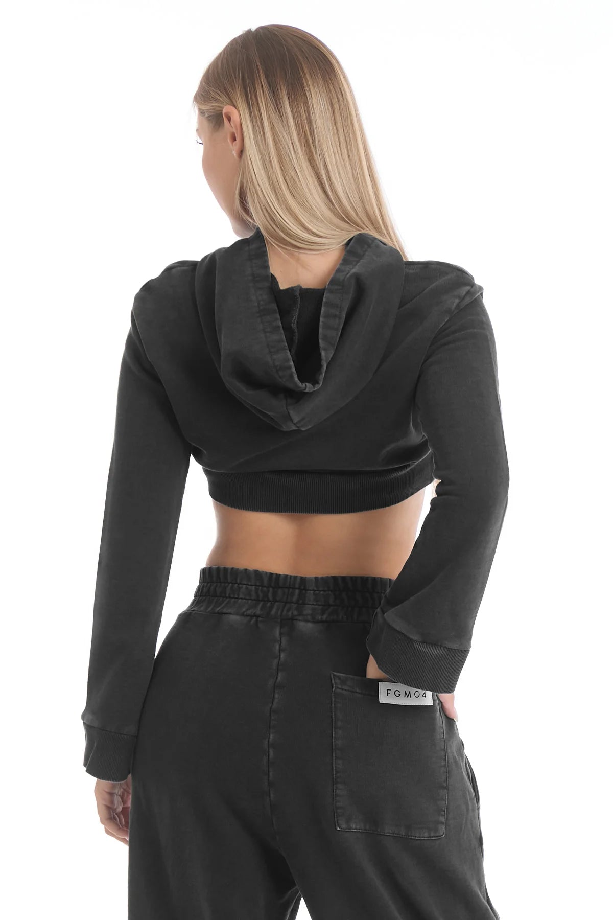 Felpa Crop Cappuccio Donna Grigio Ardesia - FGM04 - Linea Ikonic - fgm04