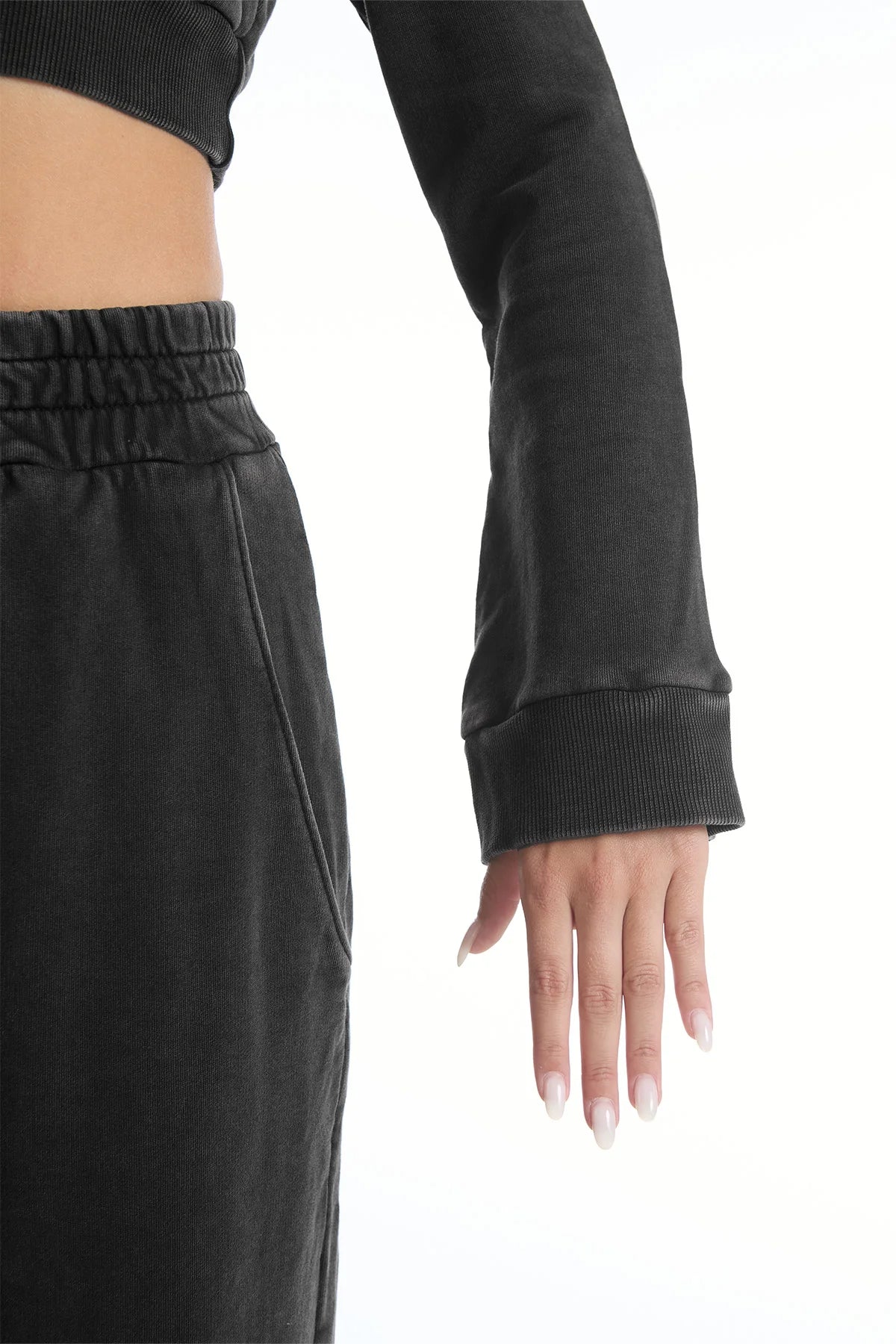 Felpa Crop Cappuccio Donna Grigio Ardesia - FGM04 - Linea Ikonic - fgm04