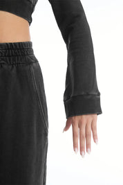 Felpa Crop Cappuccio Donna Grigio Ardesia - FGM04 - Linea Ikonic - fgm04