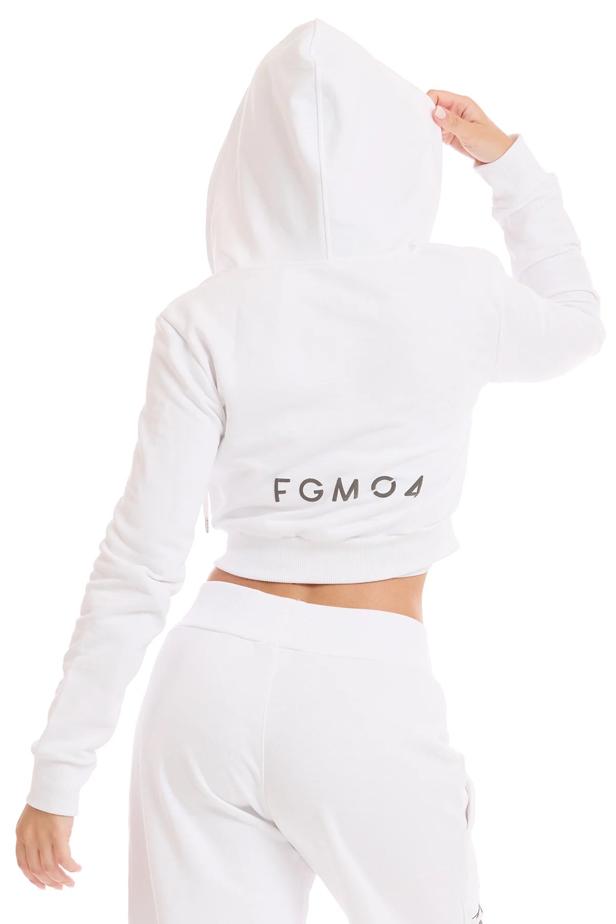 Felpa Crop Con Cappuccio Ikonic Bianco - FGM04 - Linea Ikonic - fgm04