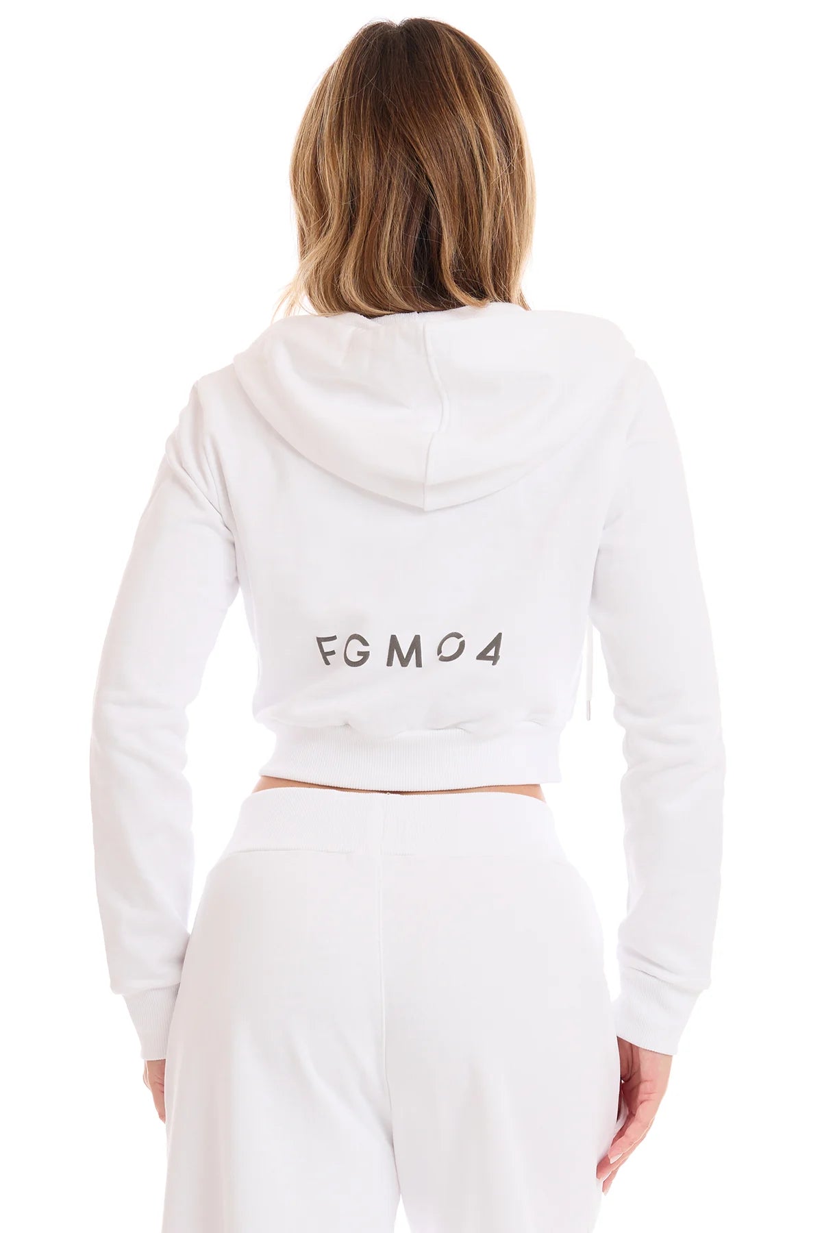 Felpa Crop Con Cappuccio Ikonic Bianco - FGM04 - Linea Ikonic - fgm04