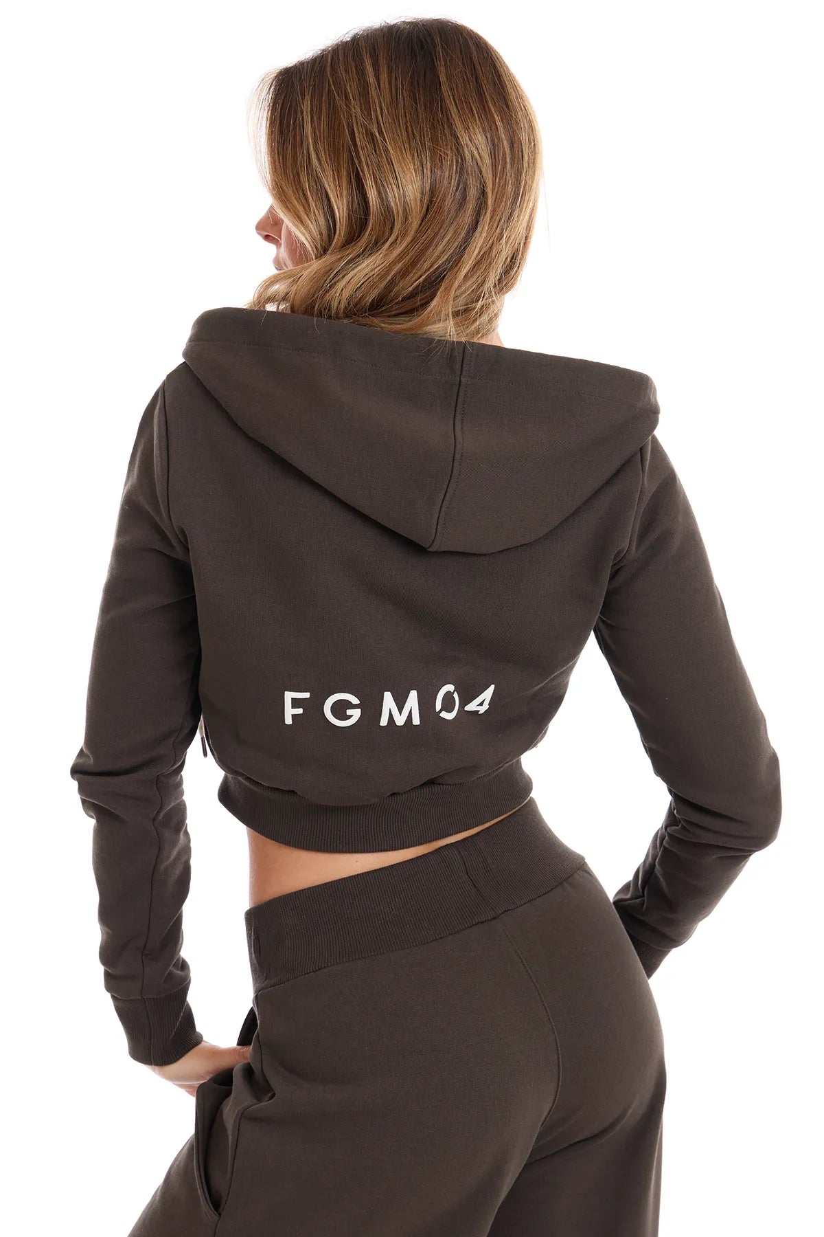 Felpa Crop Con Cappuccio Ikonic Cioccolato - FGM04 - Linea Ikonic - fgm04