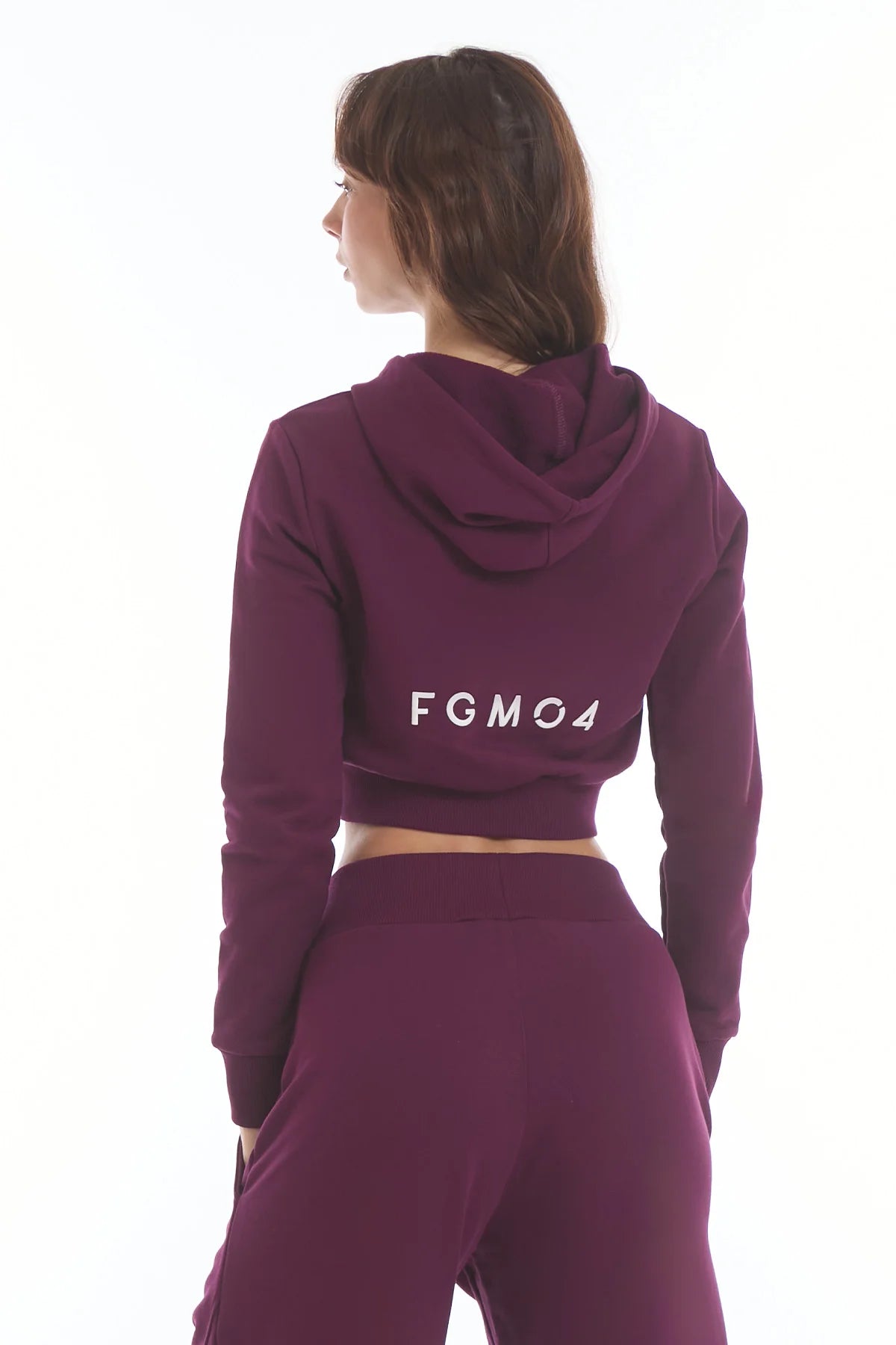 Felpa Crop Con Cappuccio Ikonic Dark Purple - FGM04 - Linea Ikonic - fgm04