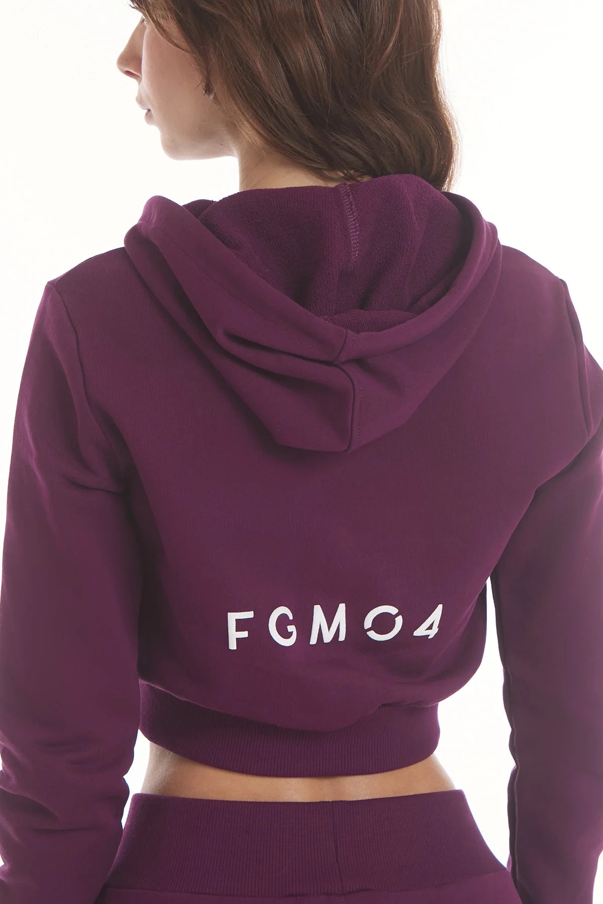 Felpa Crop Con Cappuccio Ikonic Dark Purple - FGM04 - Linea Ikonic - fgm04