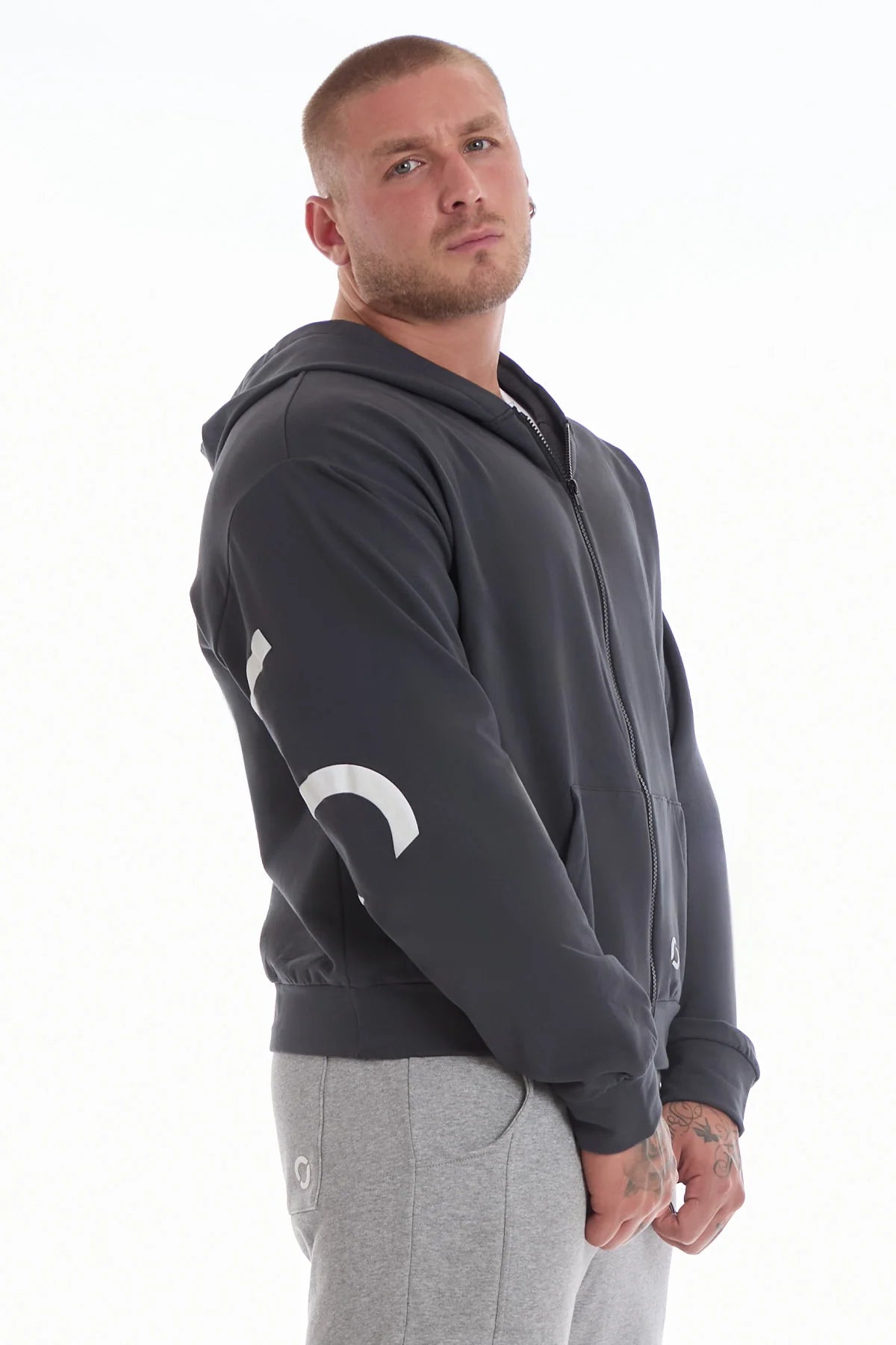 Felpa Over Cappuccio FLAG Uomo Grigio Piombo - FGM04 - Linea Ikonic Uomo - fgm04