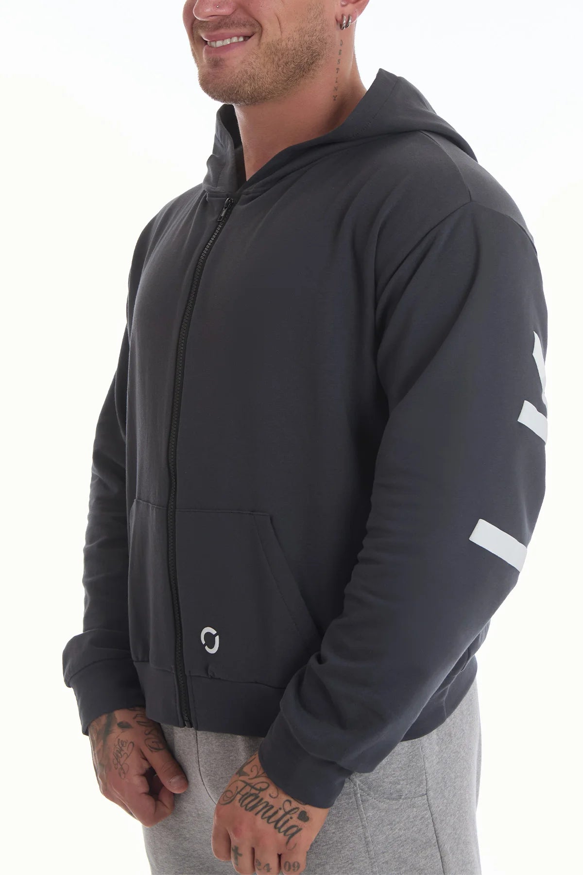 Felpa Over Cappuccio FLAG Uomo Grigio Piombo - FGM04 - Linea Ikonic Uomo - fgm04