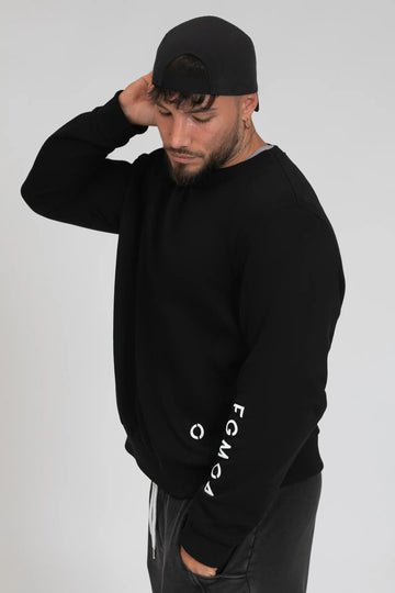 tuta sportiva in cotone oversize Felpa Ikonic FW 24/25 Nera Uomo - FGM04 - Linea Ikonic Uomo - fgm04