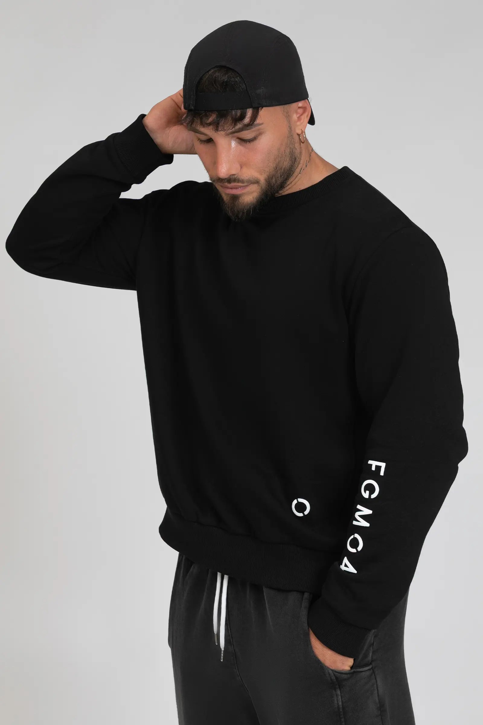 tuta sportiva in cotone oversize Felpa Ikonic FW 24/25 Nera Uomo - FGM04 - Linea Ikonic Uomo - fgm04