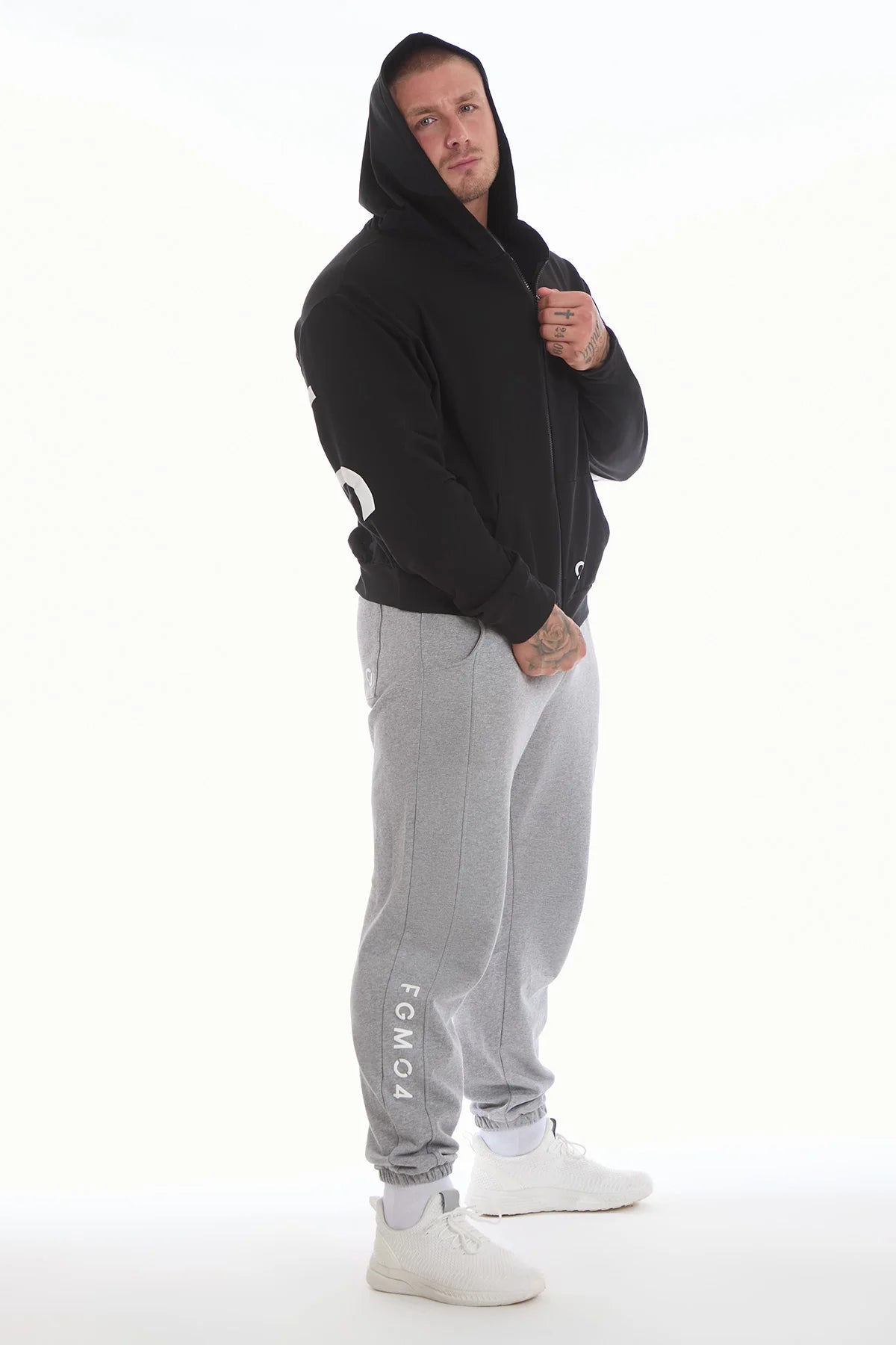 Felpa Over Cappuccio FLAG Uomo Nero - FGM04 - Linea Ikonic Uomo - fgm04