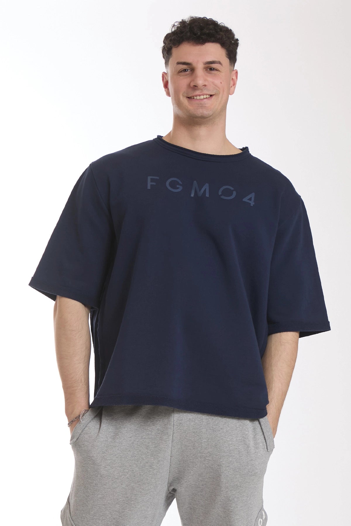 Felpa Over Manica Corta Uomo Blu Notte - FGM04 - Linea Ikonic Uomo - fgm04