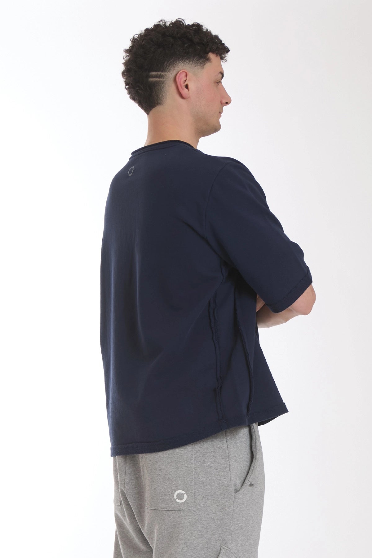 Felpa Over Manica Corta Uomo Blu Notte - FGM04 - Linea Ikonic Uomo - fgm04