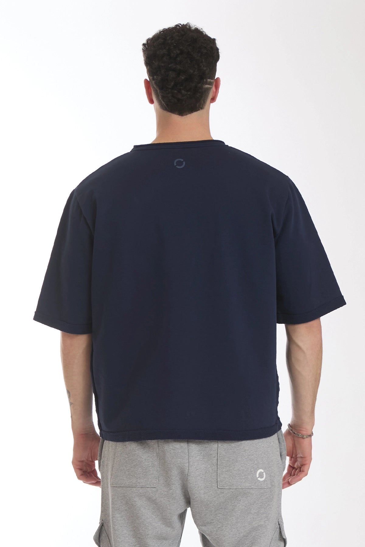 Felpa Over Manica Corta Uomo Blu Notte - FGM04 - Linea Ikonic Uomo - fgm04