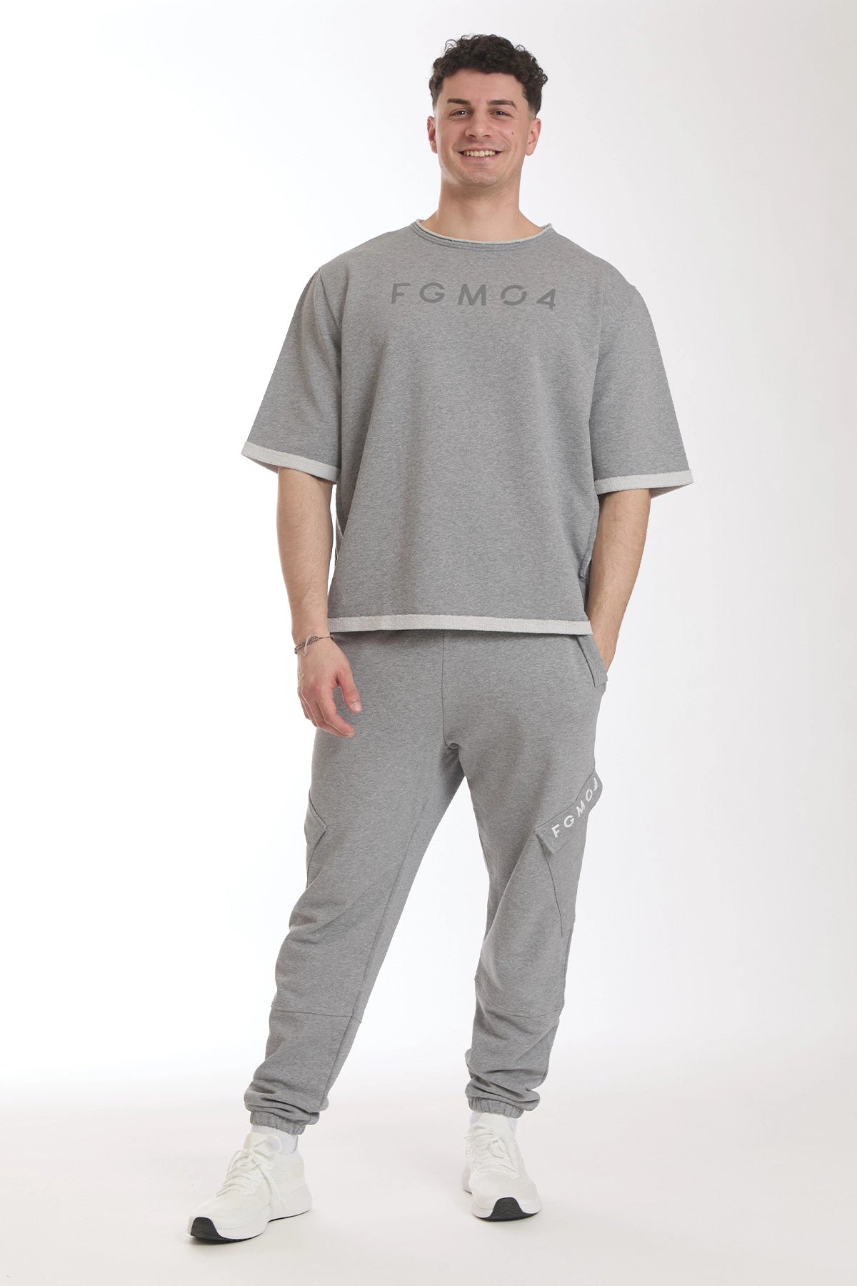Felpa Over Manica Corta Uomo Grigio Chiaro - FGM04 - Linea Ikonic Uomo - fgm04