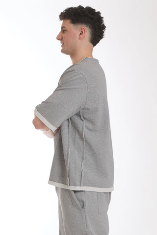Felpa Over Manica Corta Uomo Grigio Chiaro - FGM04 - Linea Ikonic Uomo - fgm04