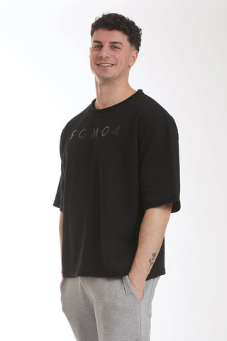 Felpa Over Manica Corta Uomo Nero - FGM04 - Linea Ikonic Uomo - fgm04
