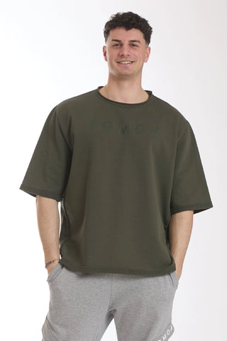 Felpa Over Manica Corta Uomo Verde Militare - FGM04 - Linea Ikonic Uomo - fgm04