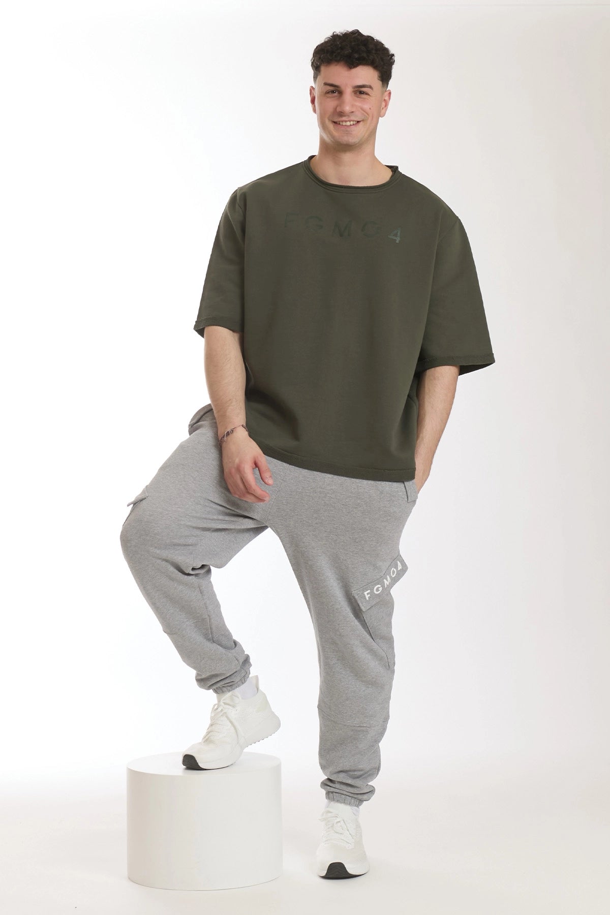 Felpa Over Manica Corta Uomo Verde Militare - FGM04 - Linea Ikonic Uomo - fgm04