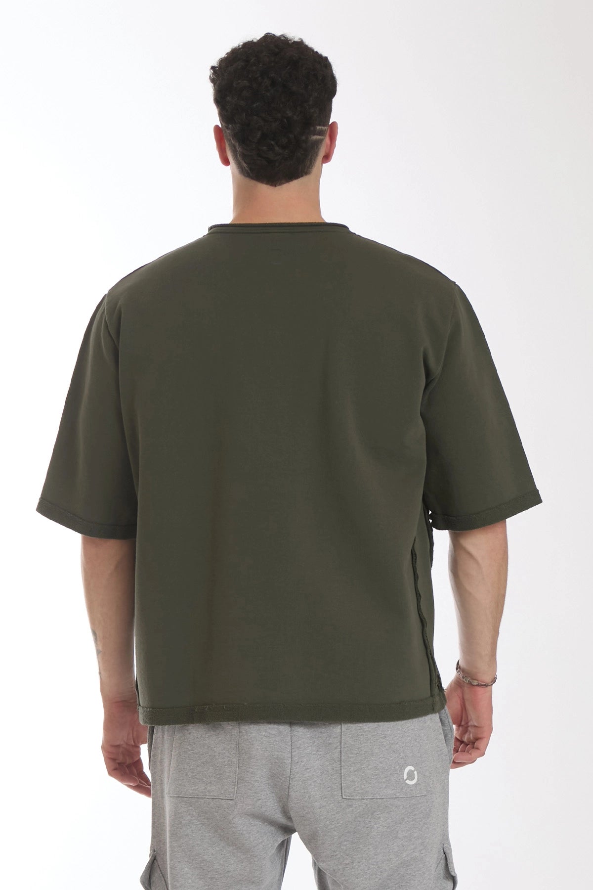 Felpa Over Manica Corta Uomo Verde Militare - FGM04 - Linea Ikonic Uomo - fgm04