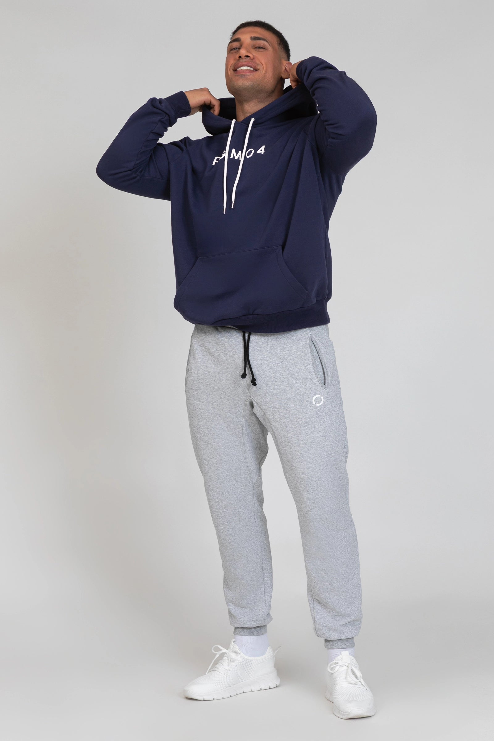 tuta sportiva in cotone oversize Felpa Over Con Cappuccio FW 24/25 Blu Notte Uomo - FGM04 - Linea Ikonic Uomo - fgm04