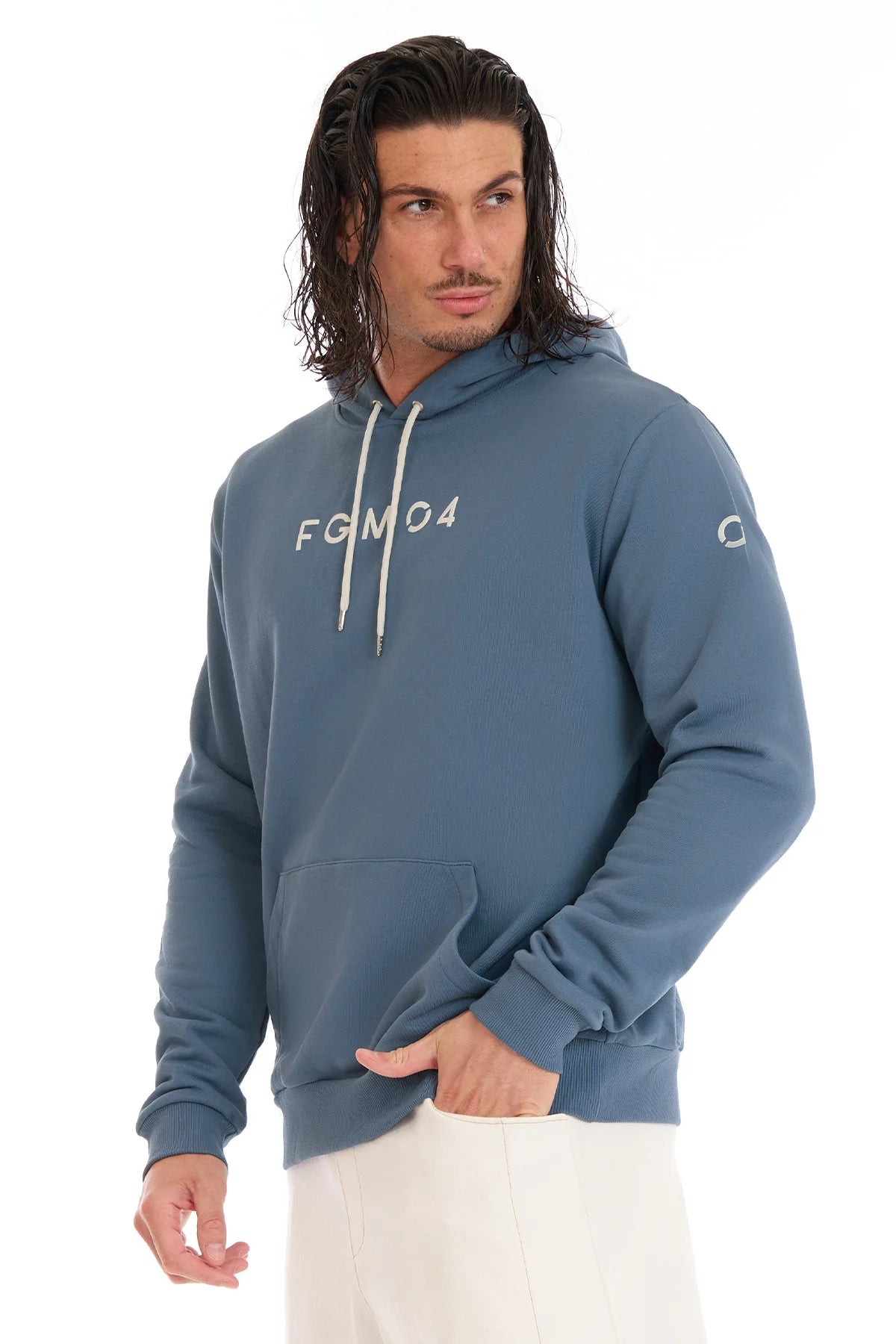 Felpa Over Con Cappuccio Blu Stellare Uomo - FGM04 - Linea Ikonic Uomo - fgm04