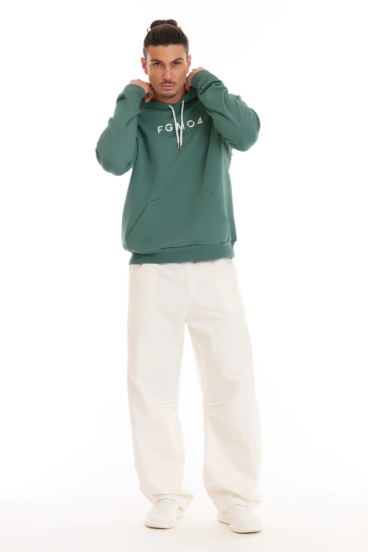 Felpa Over Con Cappuccio Verde Baltic Uomo - FGM04 - Linea Ikonic Uomo - fgm04