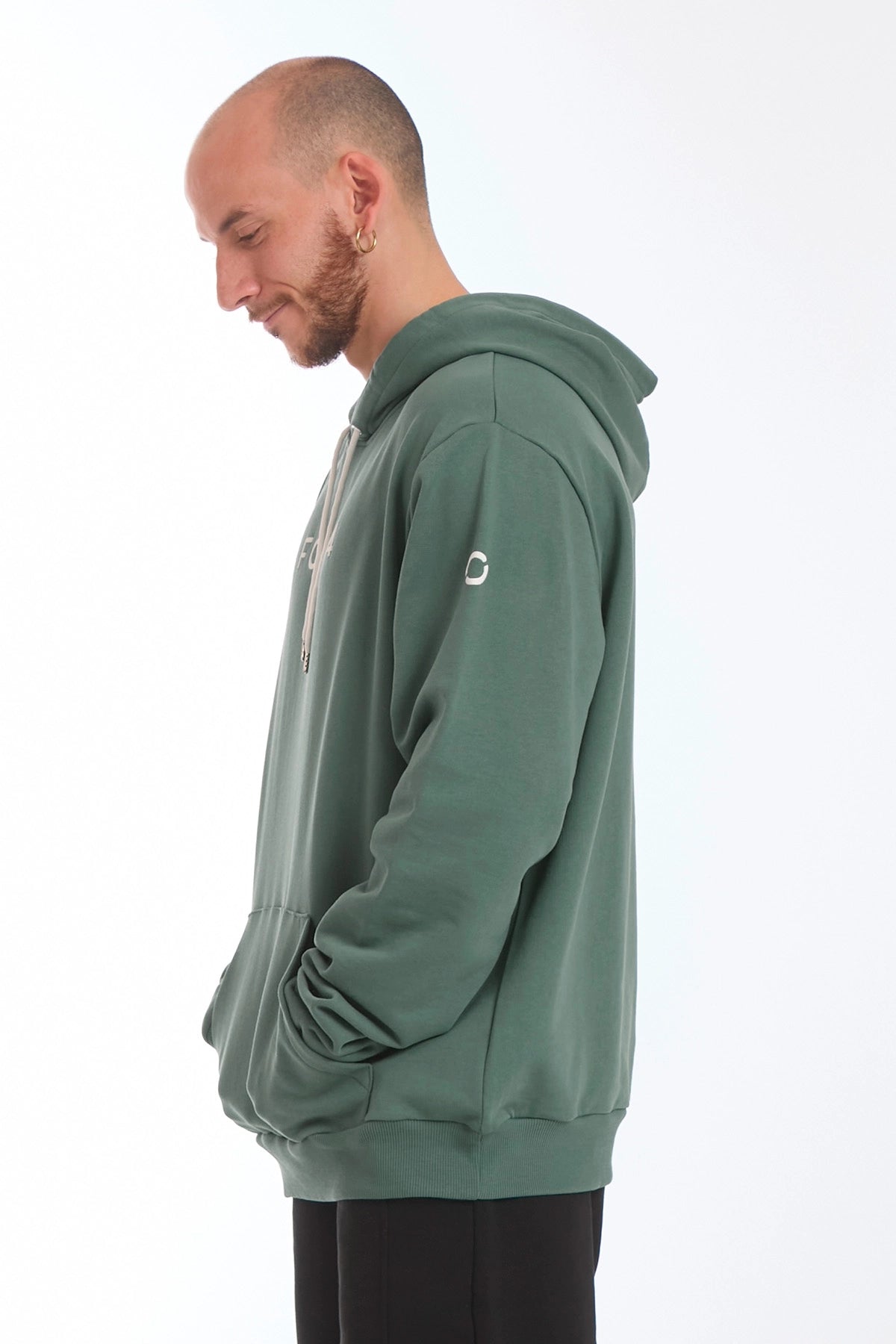 Felpa Over Con Cappuccio Verde Baltic Uomo - FGM04 - Linea Ikonic Uomo - fgm04