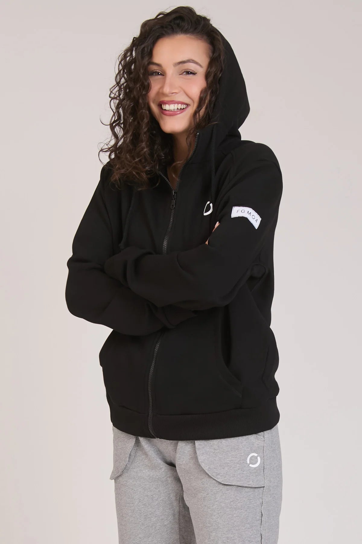 Felpa Ikonic FGM04 Zip con Cappuccio Colore Nero Donna - FGM04 - Linea Ikonic - fgm04