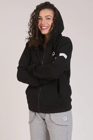 tuta sportiva in cotone full con tasche frontali Felpa Ikonic FGM04 Zip con Cappuccio Colore Nero Donna - FGM04 - Linea Ikonic - fgm04