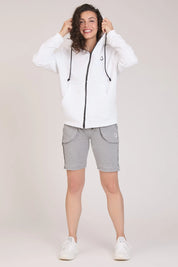 Felpa Ikonic FGM04 Zip con Cappuccio Colore Bianco Donna - FGM04 - Linea Ikonic - fgm04