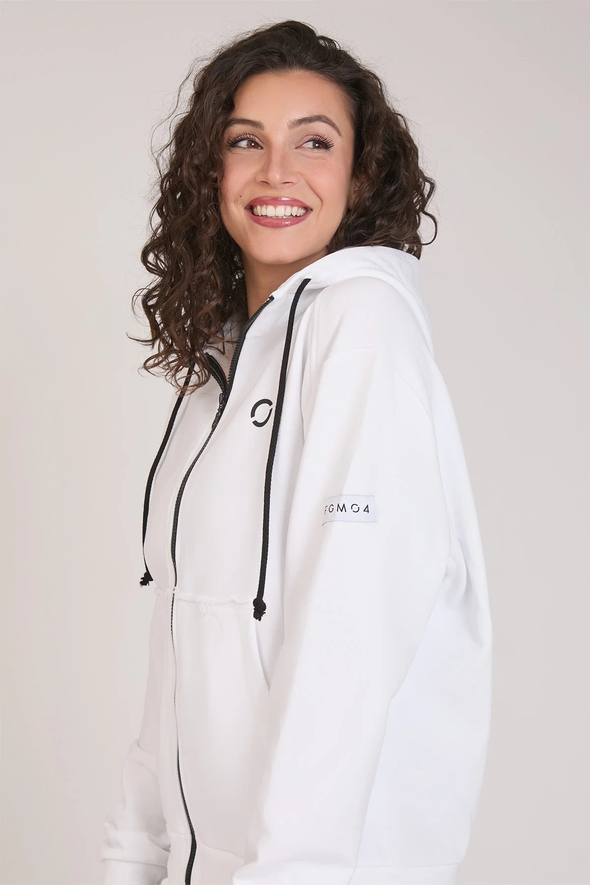 Felpa Ikonic FGM04 Zip con Cappuccio Colore Bianco Donna - FGM04 - Linea Ikonic - fgm04