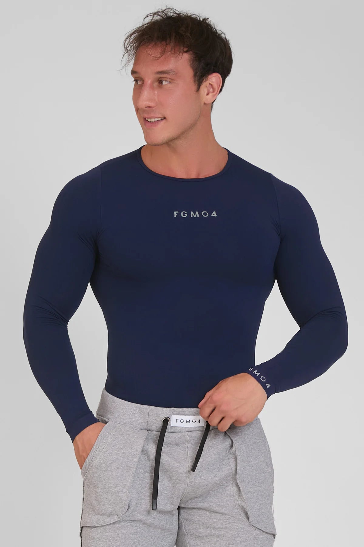 Maglia sportiva tecnica uomo Manica lunga con tecnologia FIR FGM04 Sport Unisex Blu Notte - FGM04 - Linea Ikonic Uomo - fgm04