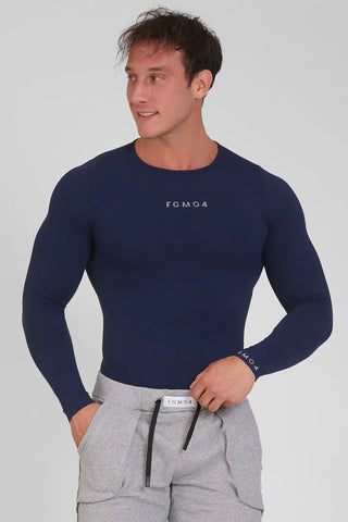 Maglia sportiva tecnica uomo Manica lunga con tecnologia FIR FGM04 Sport Unisex Blu Notte - FGM04 - Linea Ikonic Uomo - fgm04