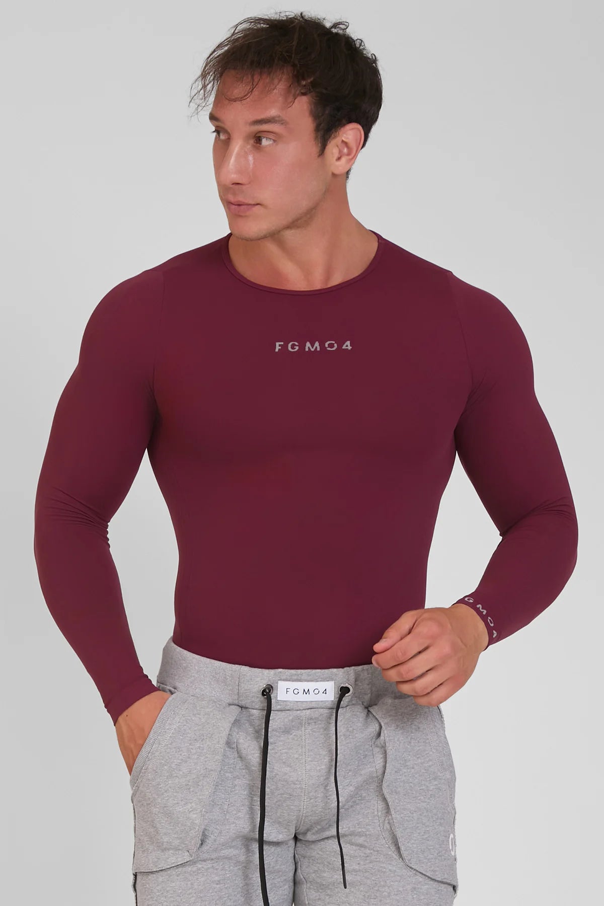 Maglia sportiva tecnica uomo Manica lunga con tecnologia FIR FGM04 Sport Unisex Merlot - FGM04 - Linea Ikonic Uomo - fgm04