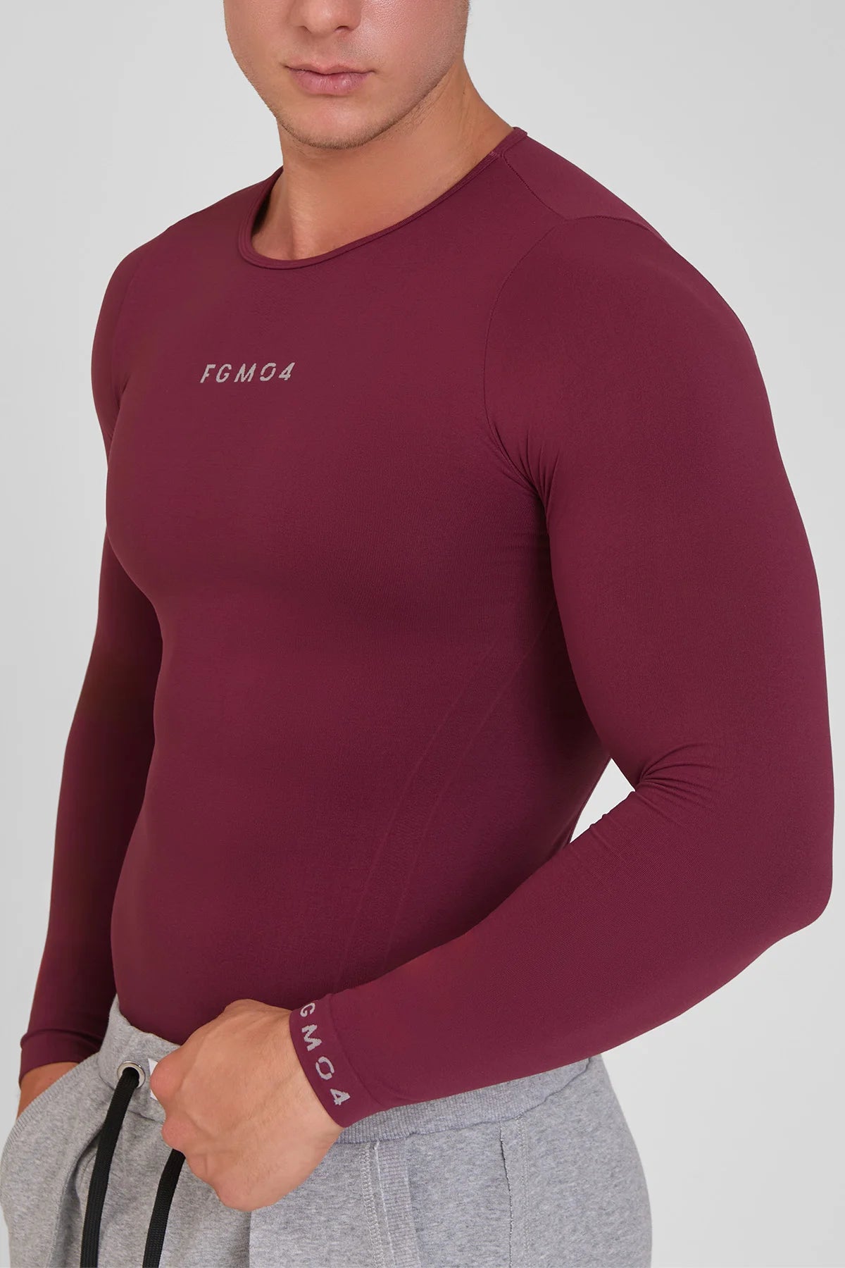 Maglia sportiva tecnica uomo Manica lunga con tecnologia FIR FGM04 Sport Unisex Merlot - FGM04 - Linea Ikonic Uomo - fgm04